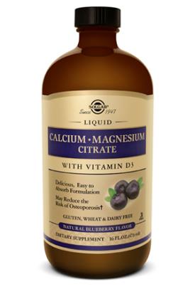 Liquid Calcium Magnesium Citrate with Vitamin D3 - Natural Blueberry Flavor