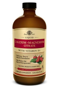 Liquid Calcium Magnesium Citrate with Vitamin D3 - Natural Strawberry Flavor